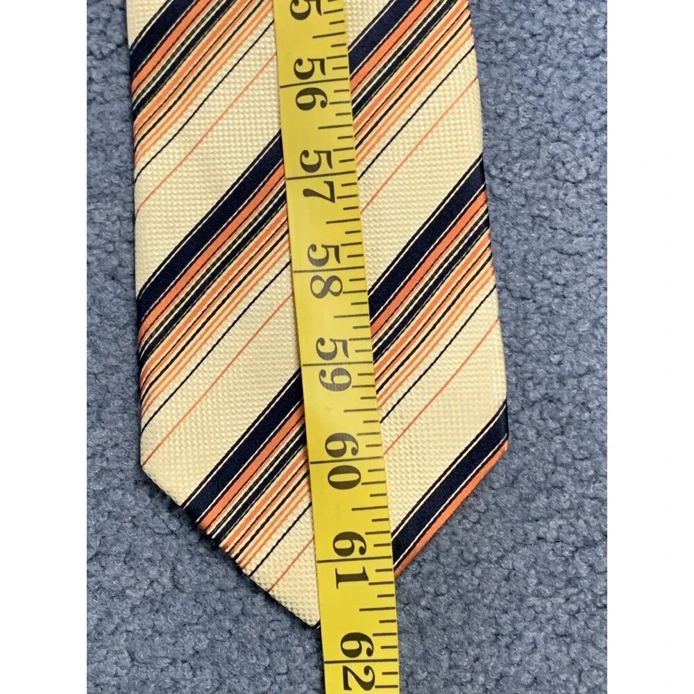 Ermenegildo Zegna Striped Textured 100% Silk Brown Beige Neck Tie Designer Italy
